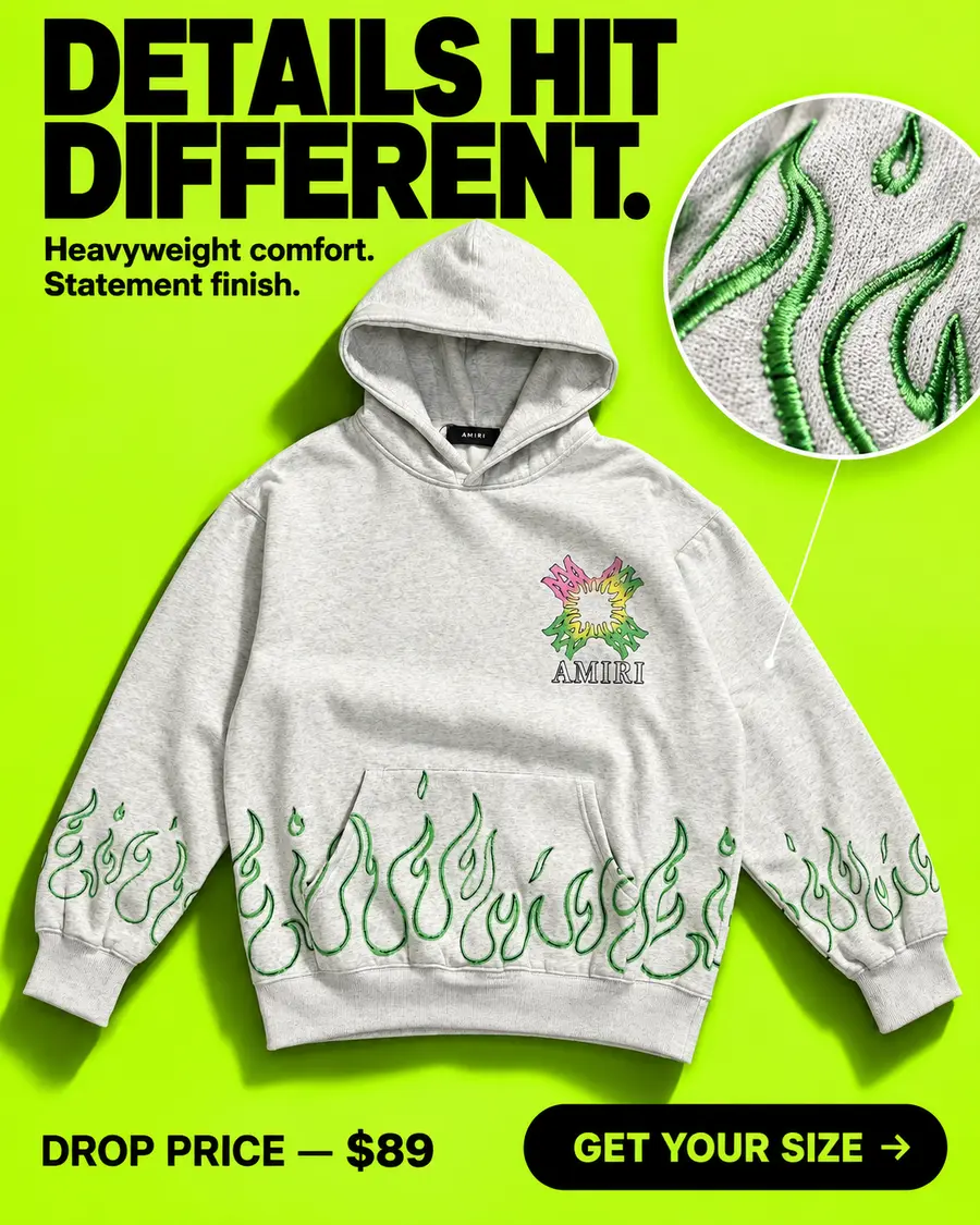 Embroidered hoodie advertising concept