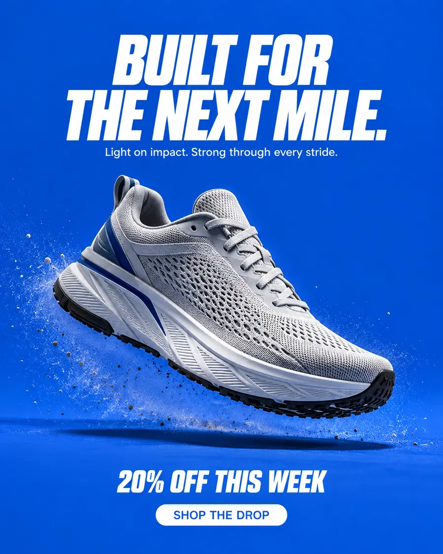 Blue sneaker advertising concept